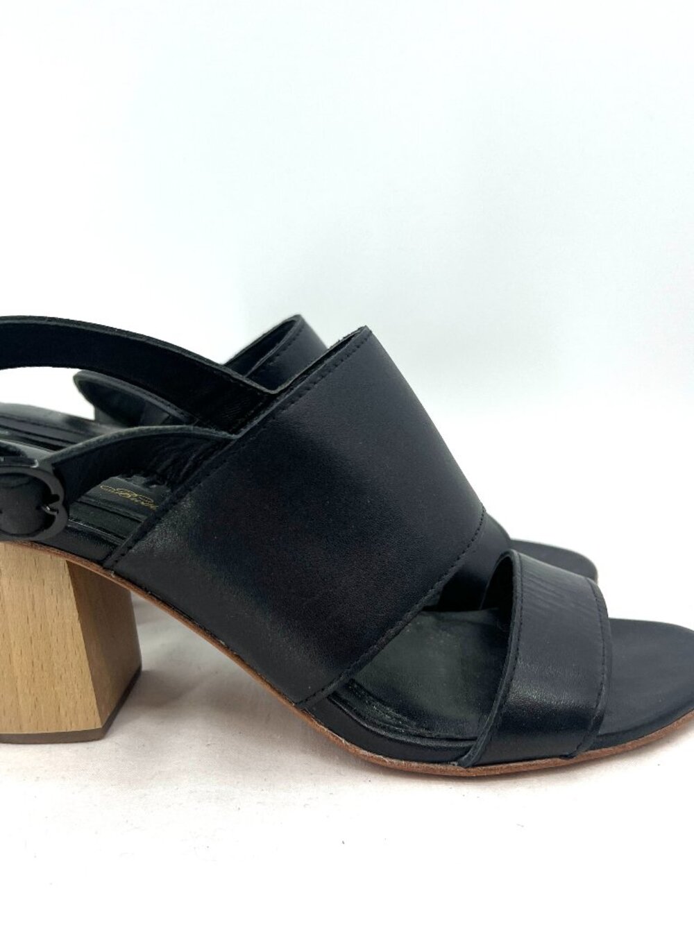 Brooks Brothers Black Leather Heeled Sandals Women's 8